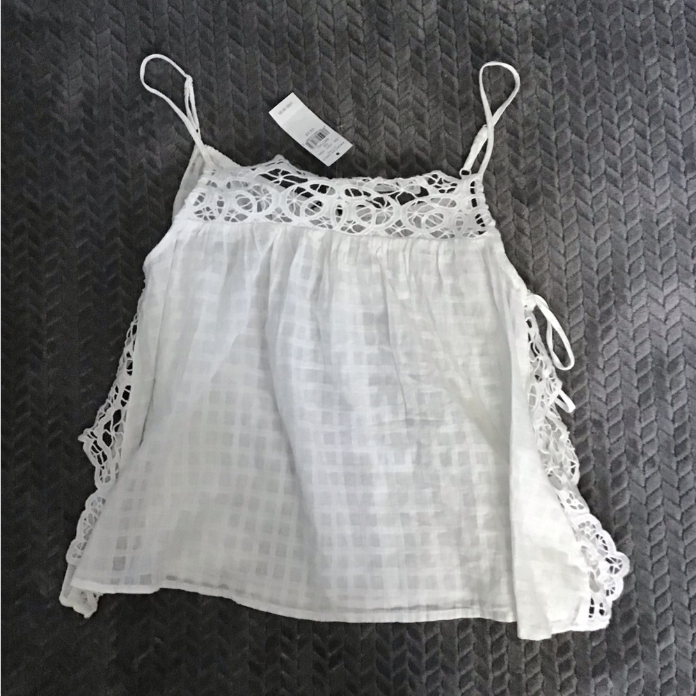 AEO White Lace Trim Women's Top
